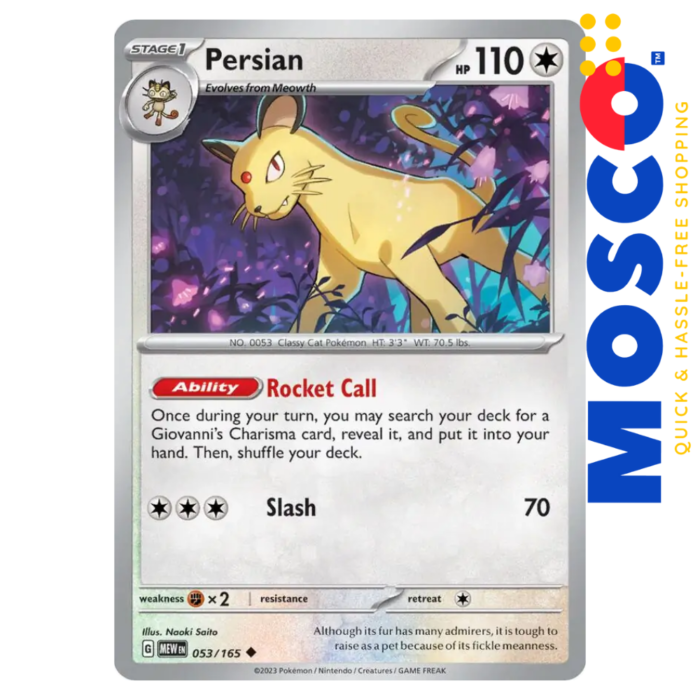 Persian - 053/165 Uncommon Pokemon 151 | Pokemon TCG - Image 1