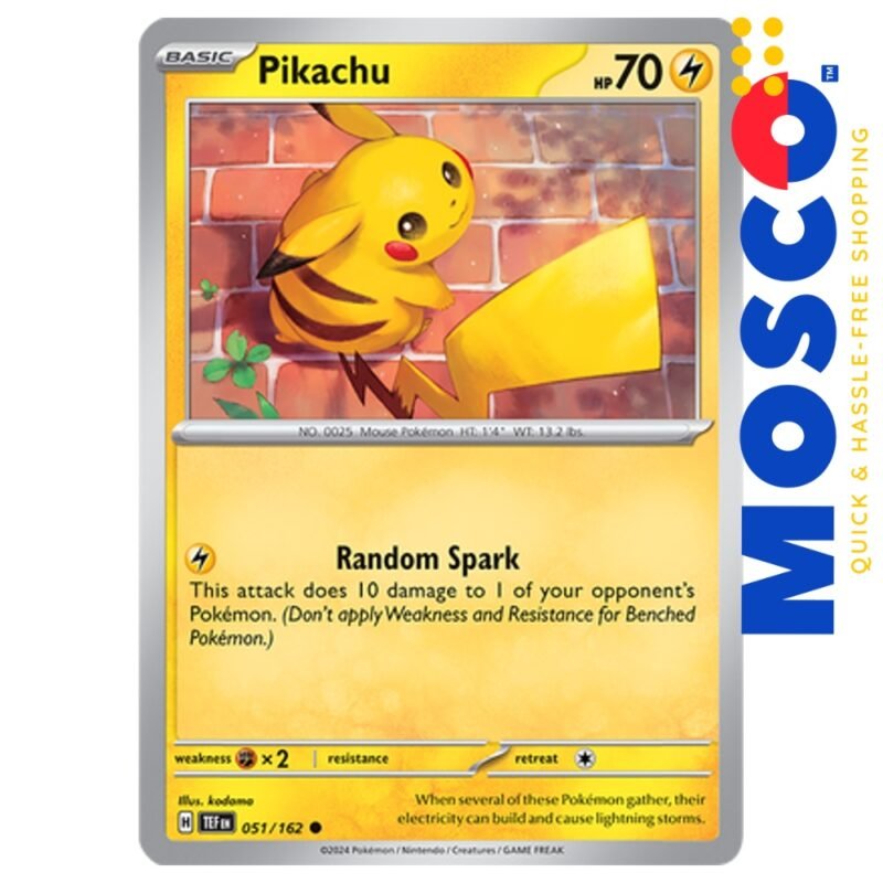 Pokemon – Pikachu 051/162 – Fuerzas Temporales – Cosmos Foil – Tarjeta De Promoción De Cofre De Coleccionistas