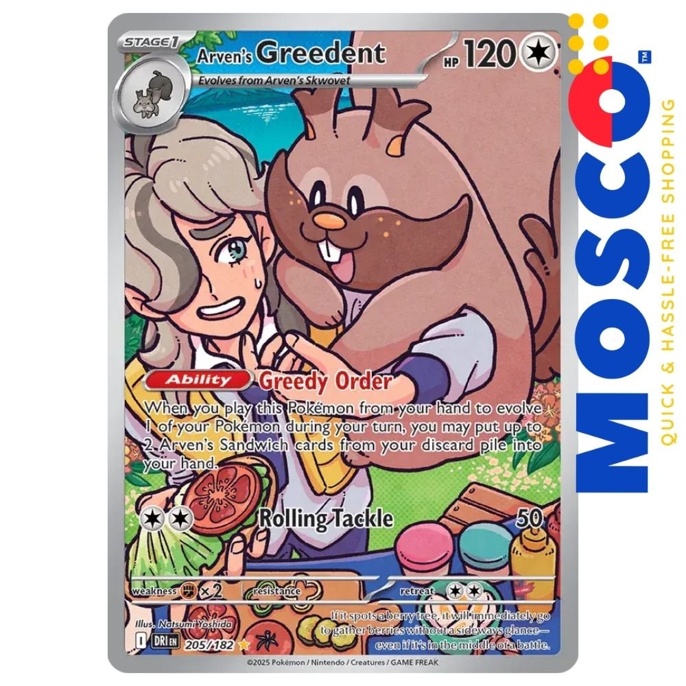 ginee_20250531041134447_8284799681.jpg Arven's Greedent - 205/182 Destined Rivals | Pokemon TCG - Image 1