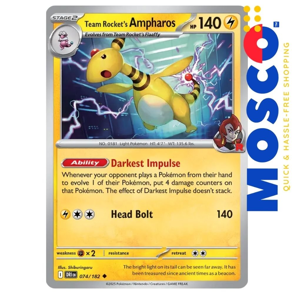 ginee_20250531044450647_0207100730.jpg Team Rocket's Ampharos - 074/182 Destined Rivals | Pokemon TCG - Image 1